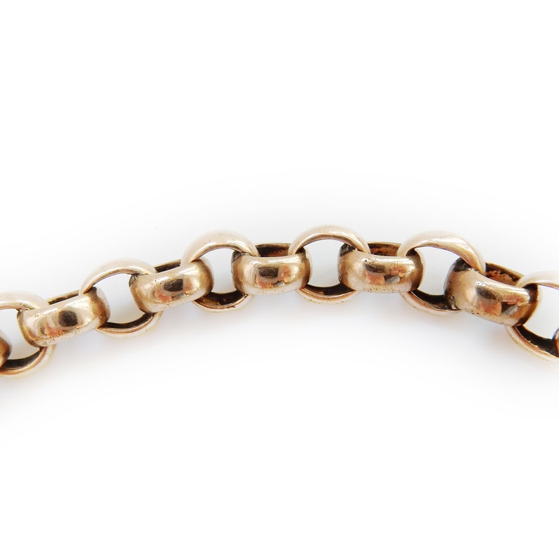 Antique Rolled Gold Belcher Link Chain Bracelet with Dog Clip 8 1/4"