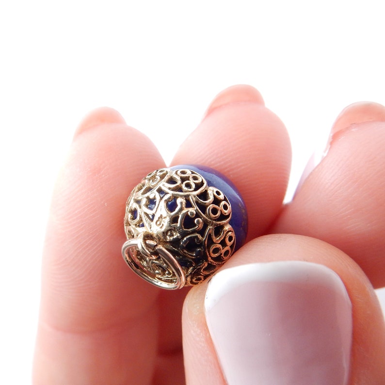 Vintage 9ct Gold Lapis Lazuli Globe Charm