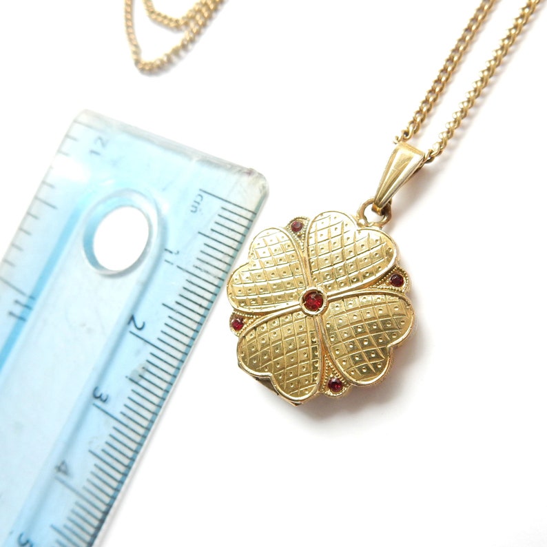 Vintage Rolled Gold Clover Leaf Locket & Chain