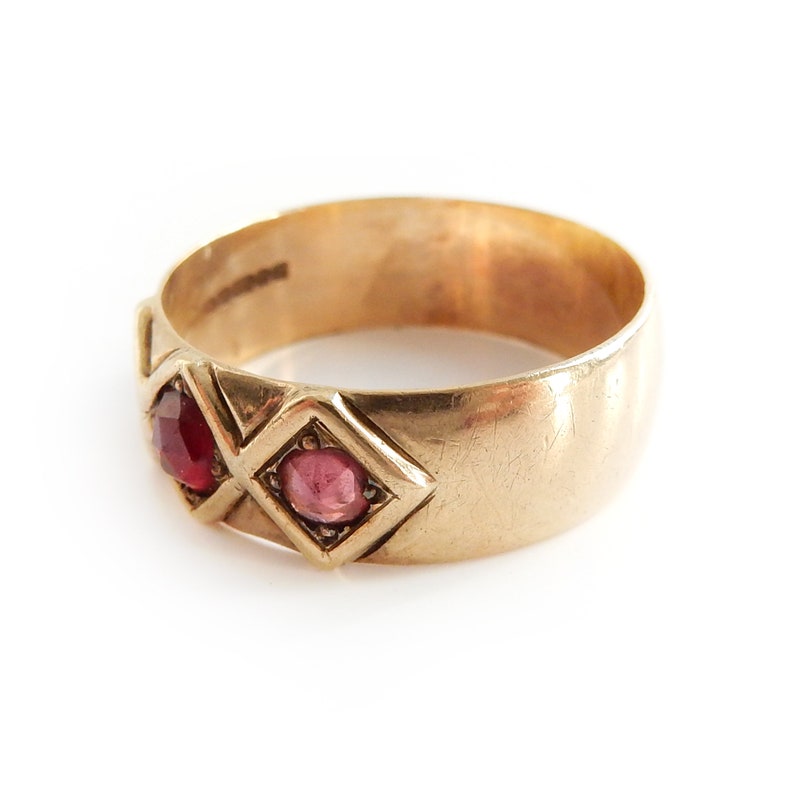 Antique 9k Gold Garnet & Ruby Ring US Size 9 UK T