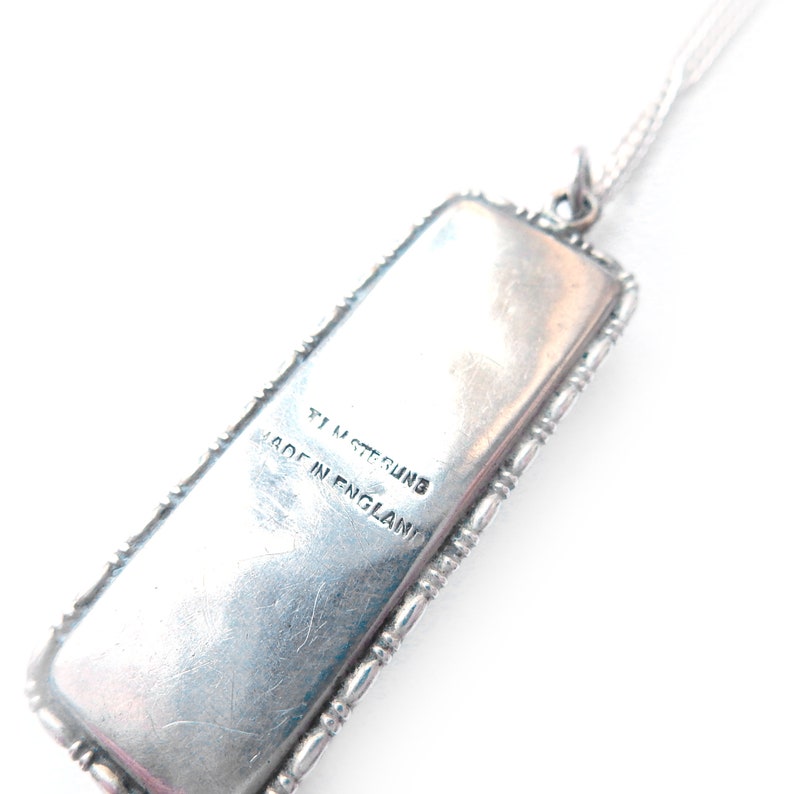 Antique Art Deco Morpho Butterfly Wing TLM Pendant Necklace Sterling Silver