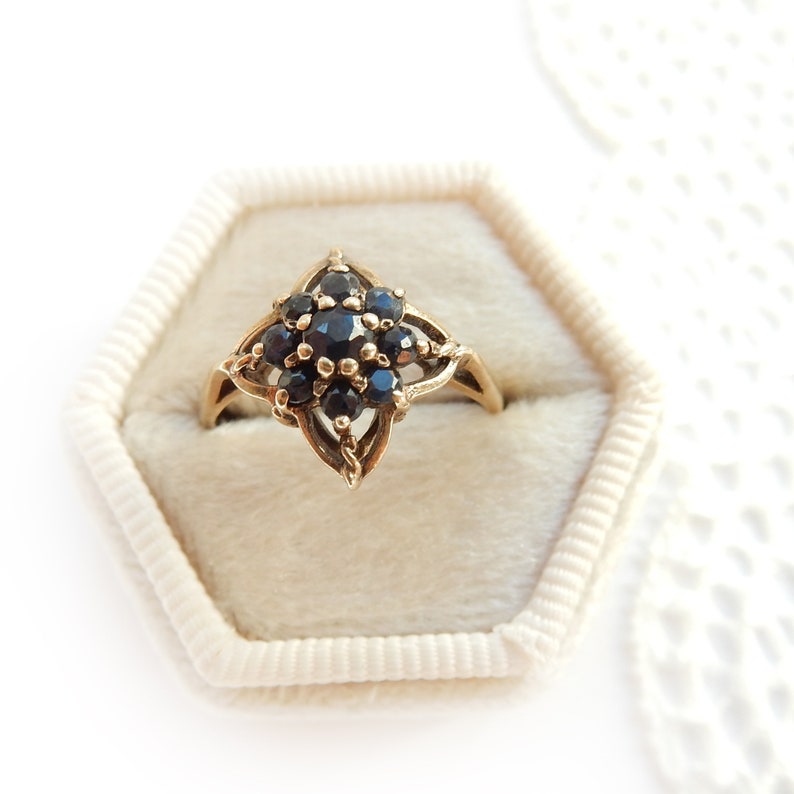 Vintage 9ct Gold Sapphire Star Ring US Size 6 1/4 UK N