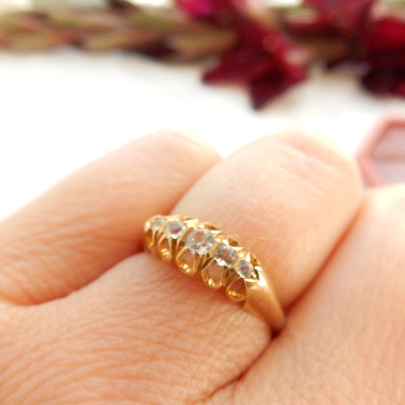 Antique 1920s 18ct Gold Diamond Ring US Size 7 UK P