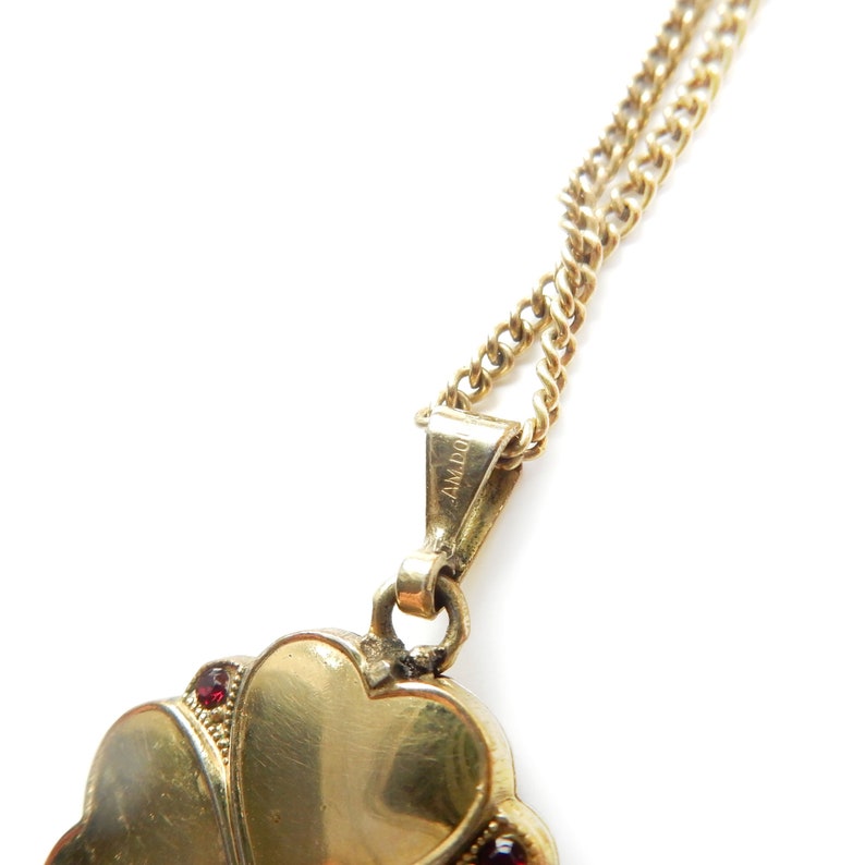Vintage Rolled Gold Clover Leaf Locket & Chain