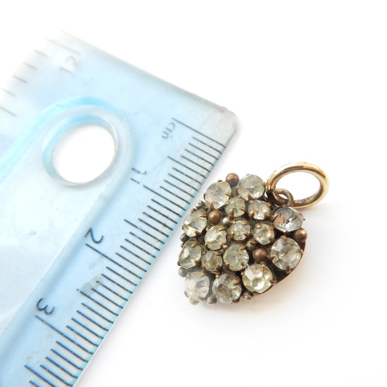 Antique Edwardian Rolled Gold Diamond Paste Heart Charm