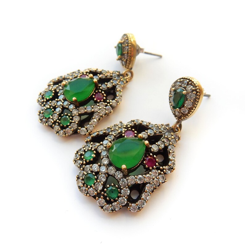 Vintage Sterling Silver Chalcedony Droplet Earrings