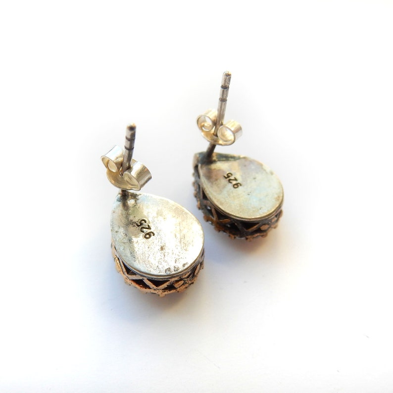 Vintage Sterling Silver Chalcedony Earrings
