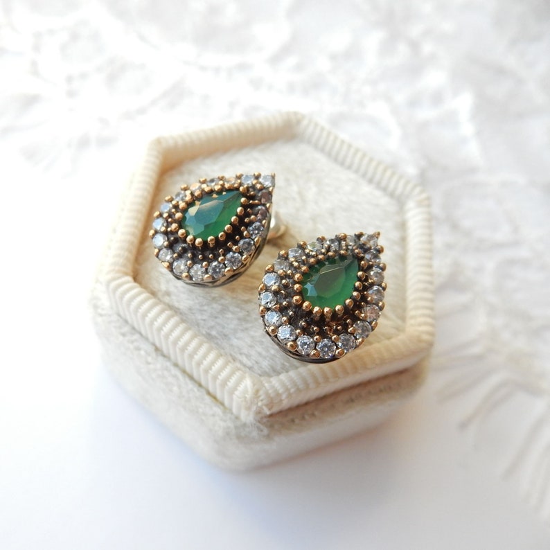 Vintage Sterling Silver Chalcedony Earrings