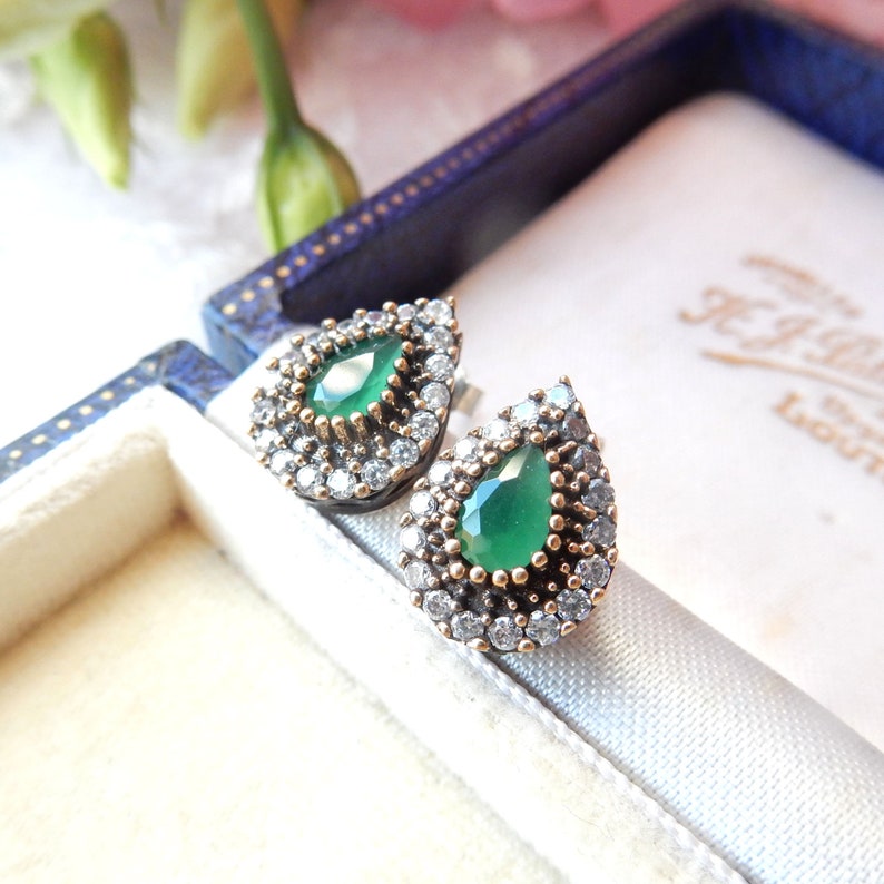 Vintage Sterling Silver Chalcedony Earrings