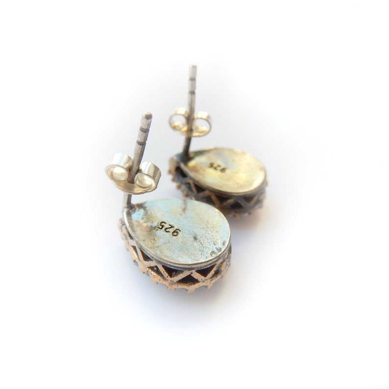 Vintage Sterling Silver Chalcedony Earrings