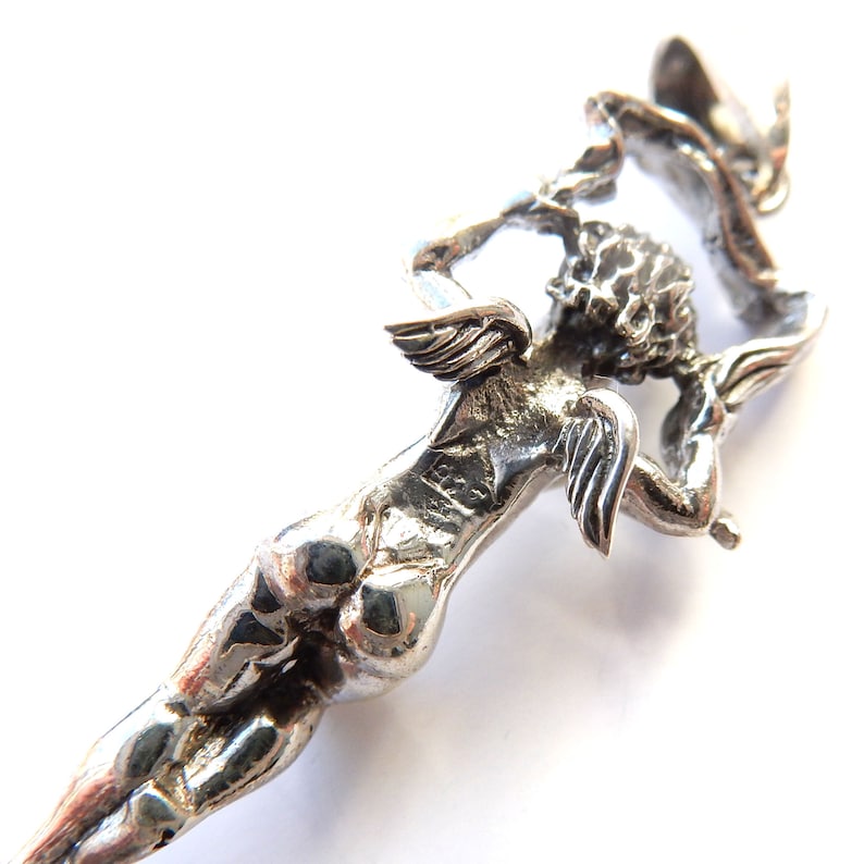 Vintage Sterling Silver Marcasite Putti Cherub Pendant (10.3grams)
