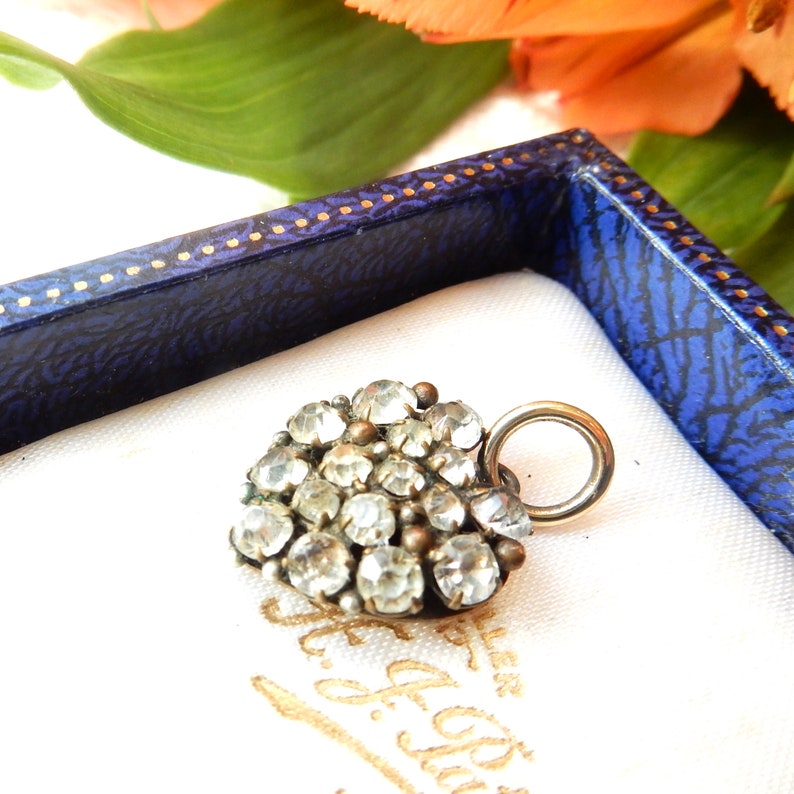 Antique Edwardian Rolled Gold Diamond Paste Heart Charm