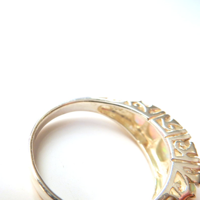 Sterling Silver Opal Five Stone Ring US Size 7 3/4 UK Q