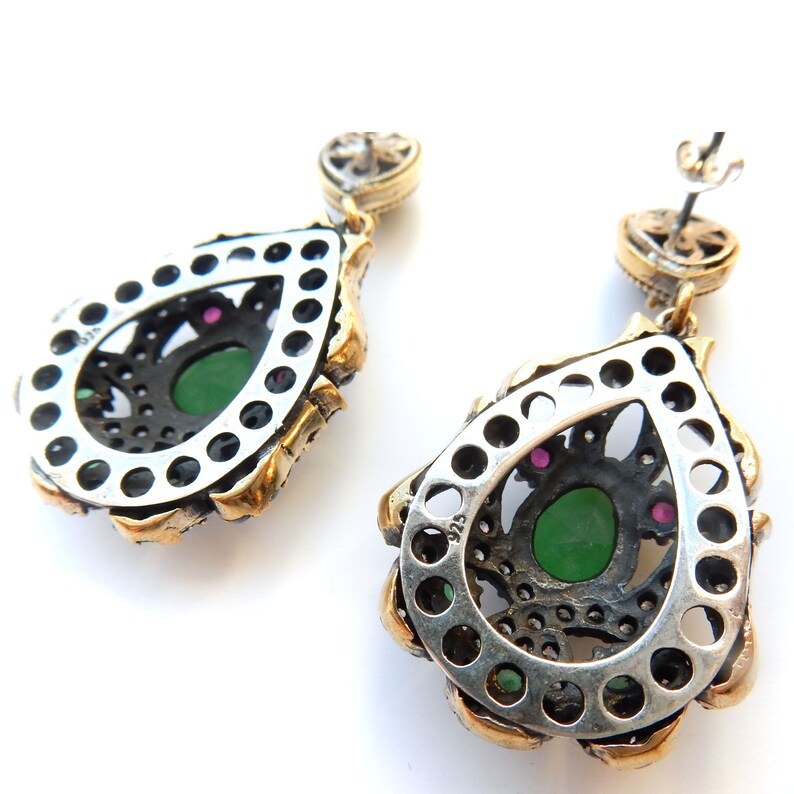 Vintage Sterling Silver Chalcedony Droplet Earrings