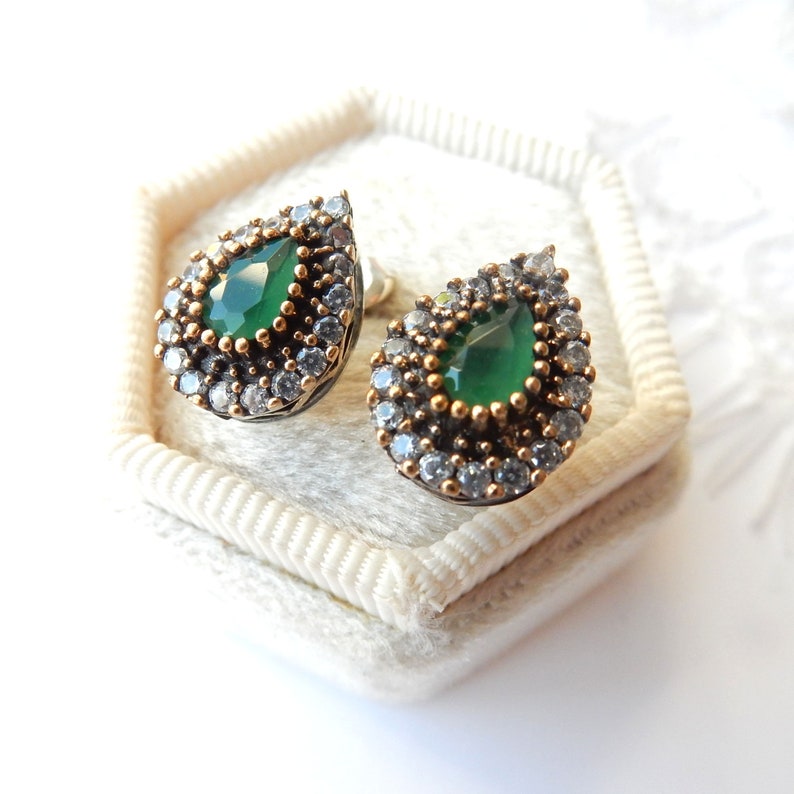 Vintage Sterling Silver Chalcedony Earrings