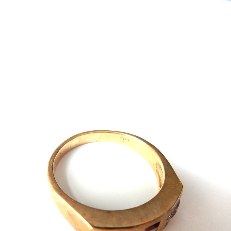 Vintage 9ct Gold Amethyst & Spinel Ring US Size 8 1/4