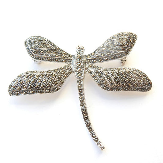 Sterling Silver Marcasite Dragonfly Brooch