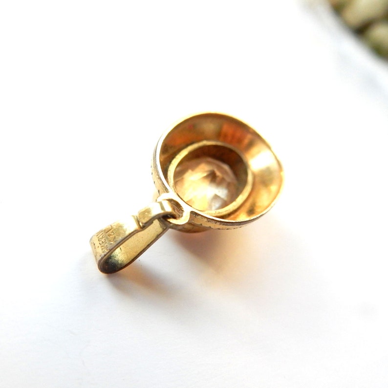 Vintage Rolled Gold Citrine Glass Pendant