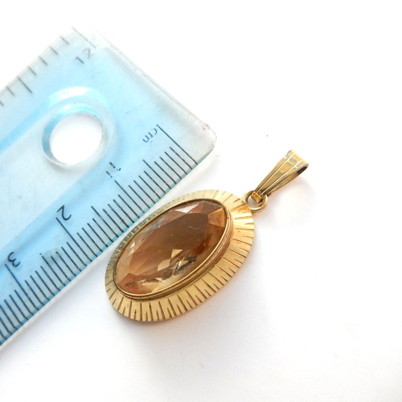 Vintage Rolled Gold Citrine Glass Pendant