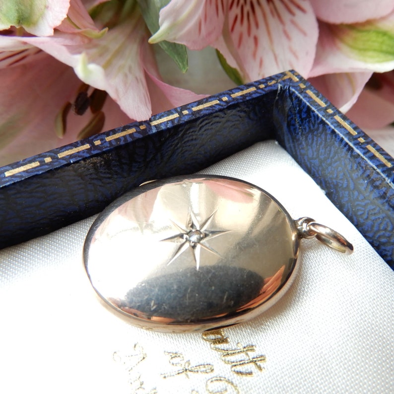 Antique Victorian 9ct Gold Back & Front Diamond Locket