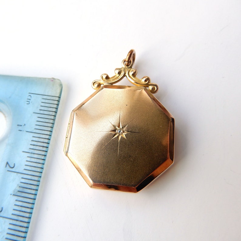 Antique 9ct Gold Back & Front Diamond Locket