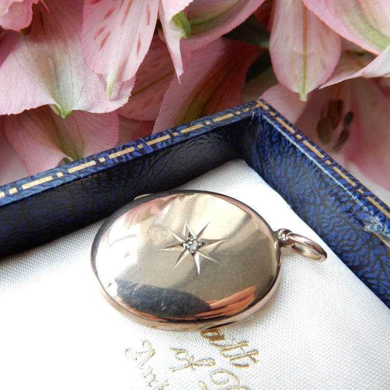 Antique Victorian 9ct Gold Back & Front Diamond Locket