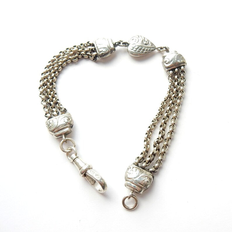 Vintage Sterling Silver Albert Chain Watch Chain Bracelet