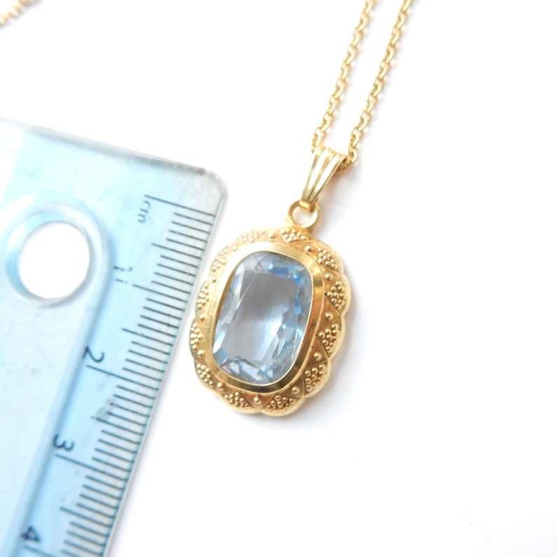Vintage 14ct Rolled Gold Topaz Glass Pendant Necklace K&L
