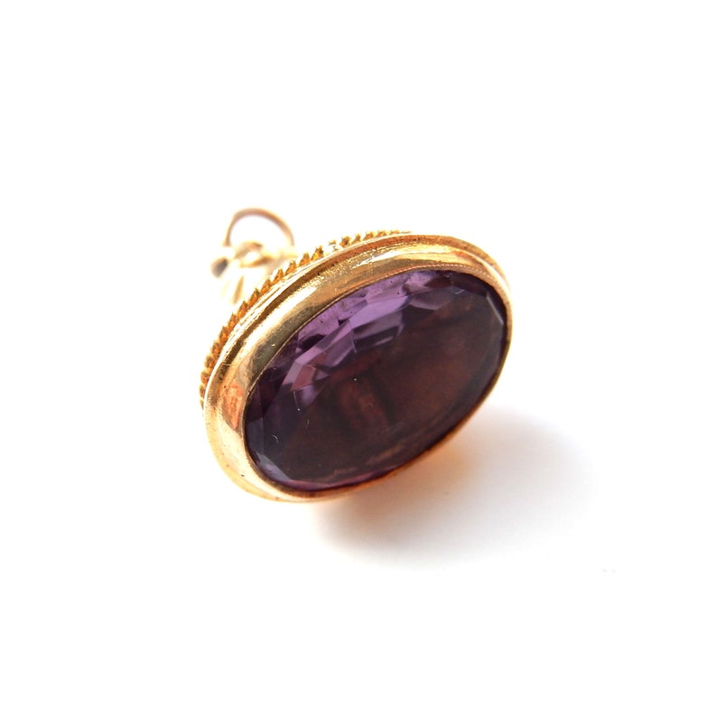 Antique 9ct Gold Amethyst Fob Pendant