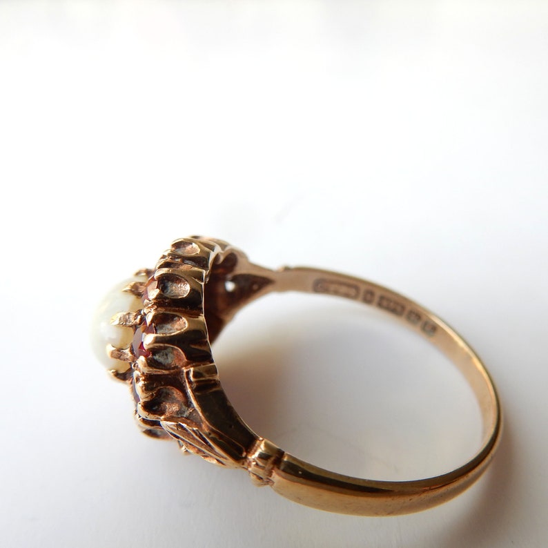Antique 9ct Gold Opal & Garnet Ring US SIZE 7.5 UK P 1/2