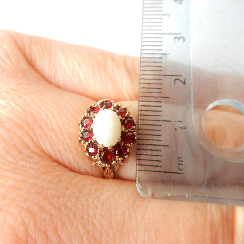 Antique 9ct Gold Opal & Garnet Ring US SIZE 7.5 UK P 1/2