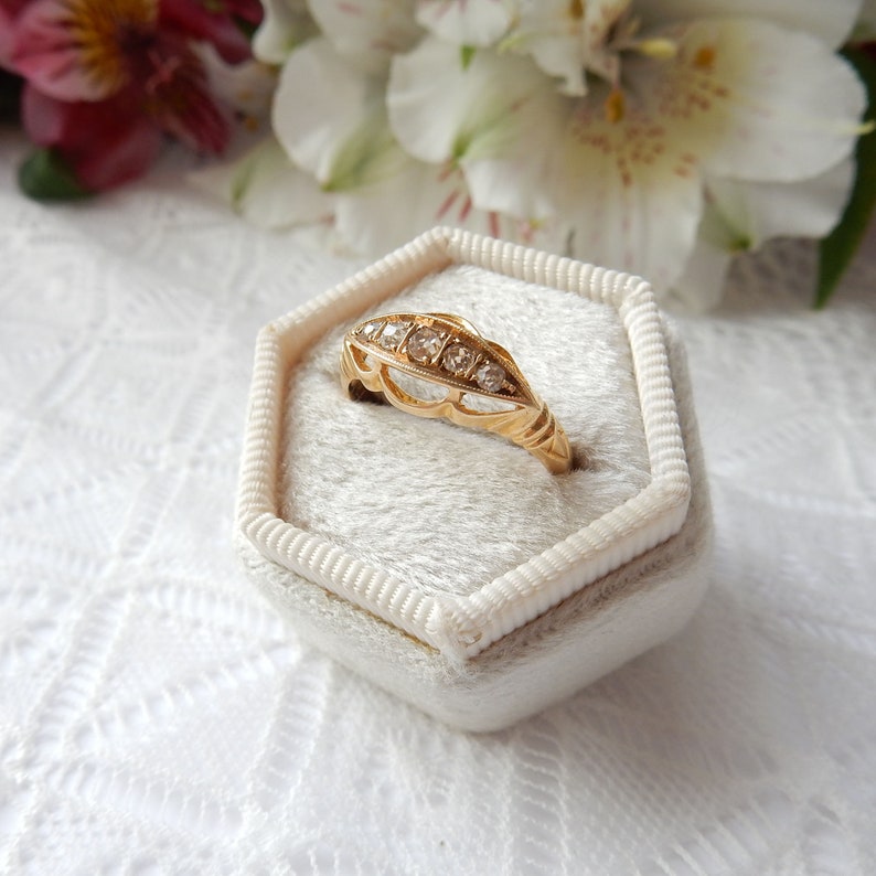 Art Deco 18ct Gold Diamond Five Stone Ring US SIZE 6 1/4 UK N 1/2