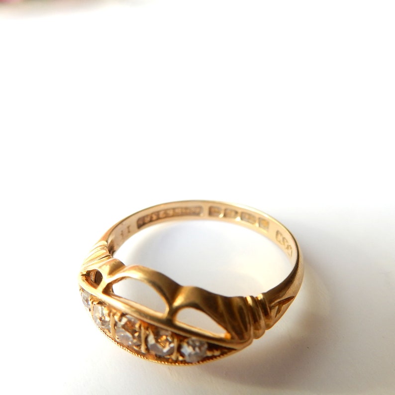 Art Deco 18ct Gold Diamond Five Stone Ring US SIZE 6 1/4 UK N 1/2