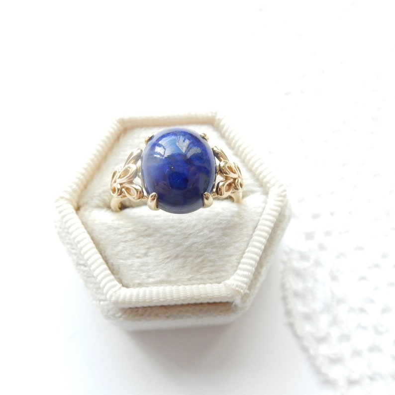 Vintage 9ct Gold Lapis Lazuli Ring US Size 7.5 UK Q