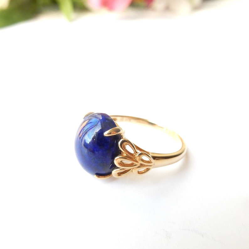 Vintage 9ct Gold Lapis Lazuli Ring US Size 7.5 UK Q