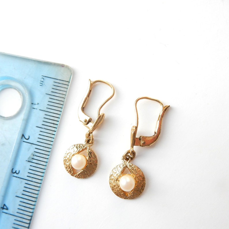 Vintage Rolled Gold Seed Pearl Drop Earrings