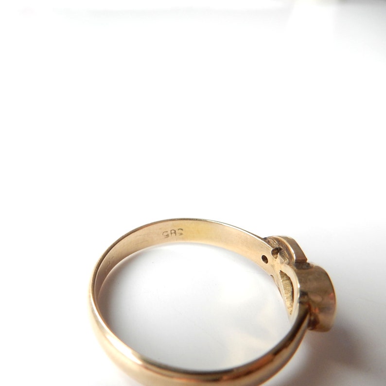 Antique 14ct Gold Sapphire & Diamond Band Ring US Size 8 3/4 UK S September Birthstone
