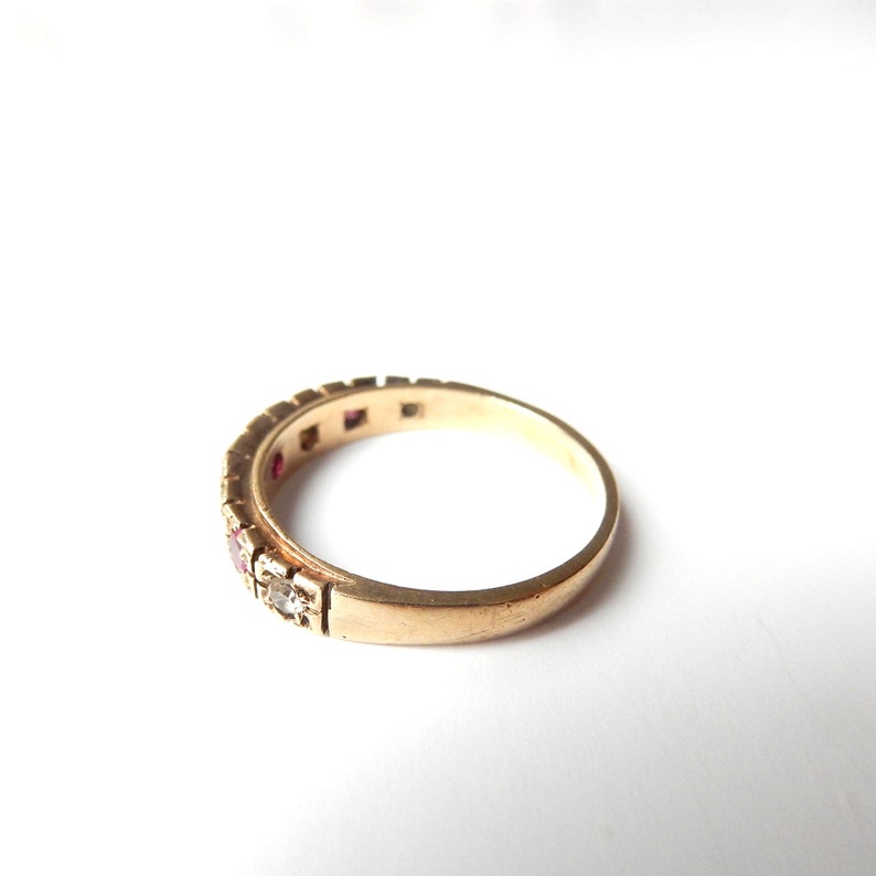 Vintage 9ct Gold Ruby & Spinel Band Ring US Size 6.5 UK O