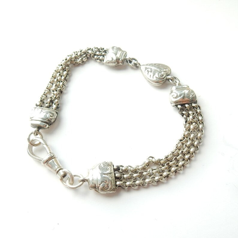 Vintage Sterling Silver Albert Chain Watch Chain Bracelet
