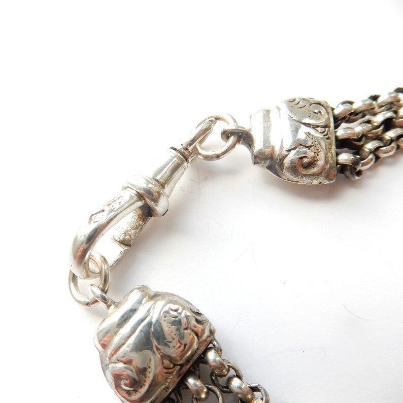 Vintage Sterling Silver Albert Chain Watch Chain Bracelet