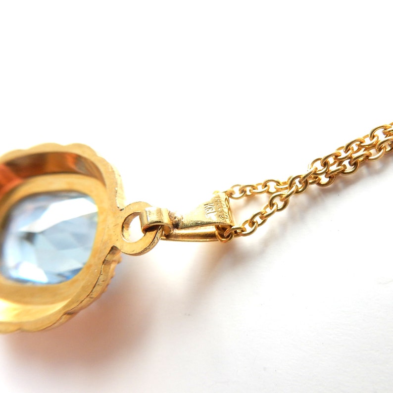 Vintage 14ct Rolled Gold Topaz Glass Pendant Necklace K&L