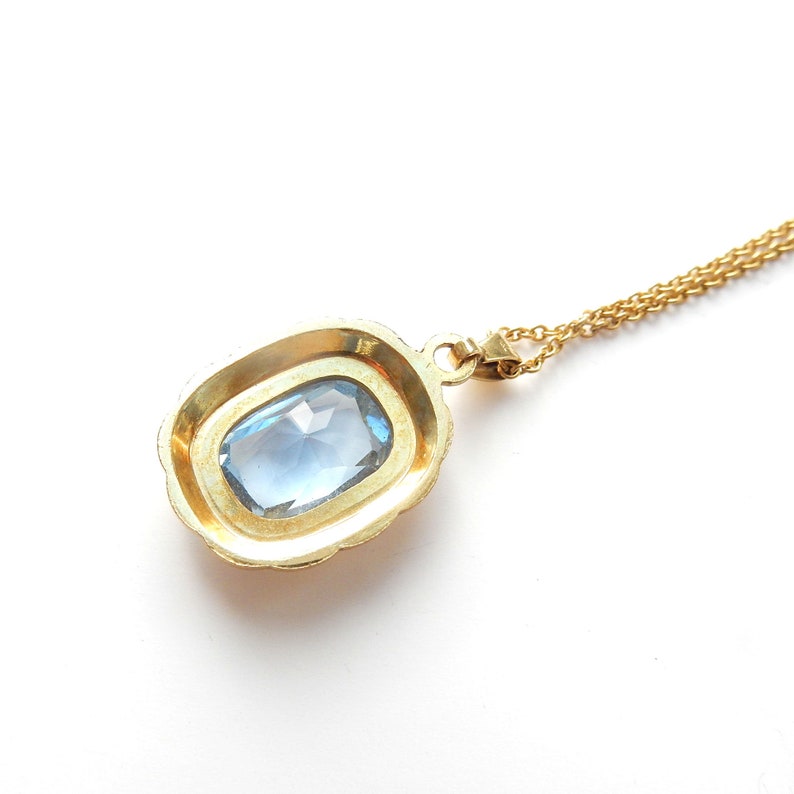 Vintage 14ct Rolled Gold Topaz Glass Pendant Necklace K&L