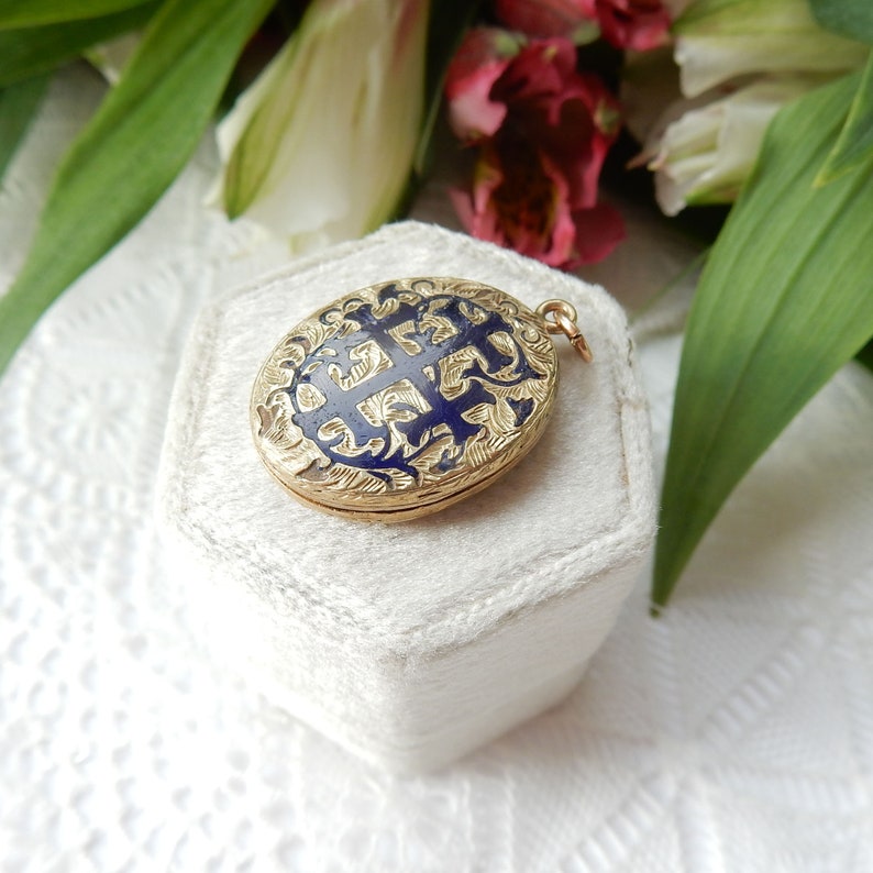 Early Victorian Rolled Gold Enamel Locket