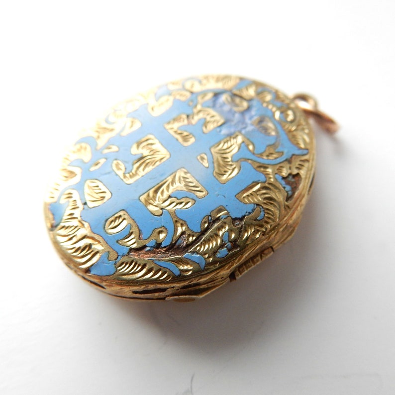 Early Victorian Rolled Gold Enamel Locket