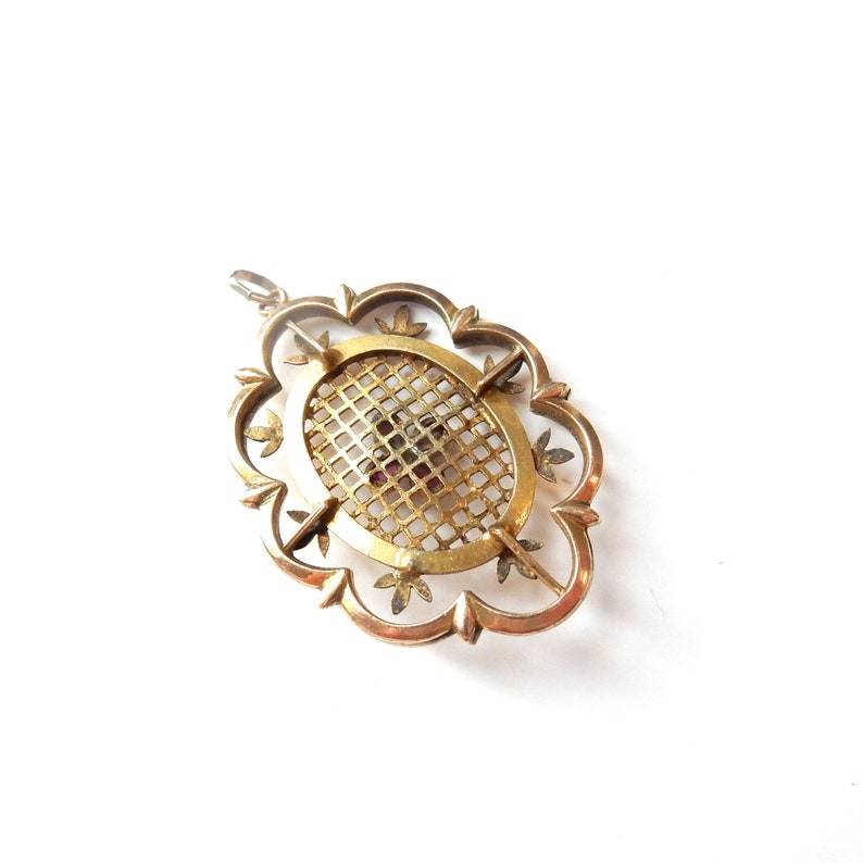 Edwardian Rolled Gold Amethyst Filigree Openwork Pendant