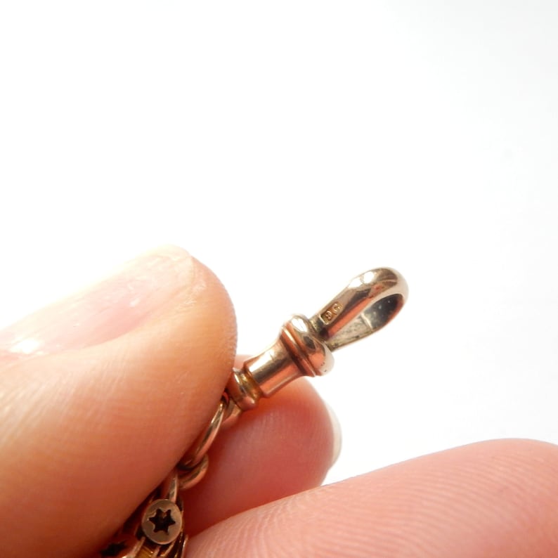 Antique Edwardian 9ct Gold Albert Watch Chain with T Bar & Amber Fob 11" (25.5grams)