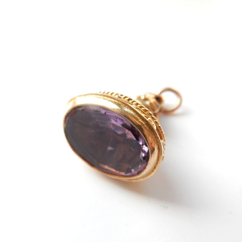 Antique 9ct Gold Amethyst Fob Pendant