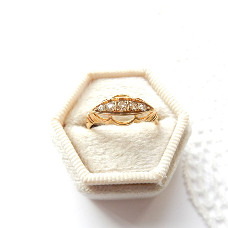 Art Deco 18ct Gold Diamond Five Stone Ring US SIZE 6 1/4 UK N 1/2