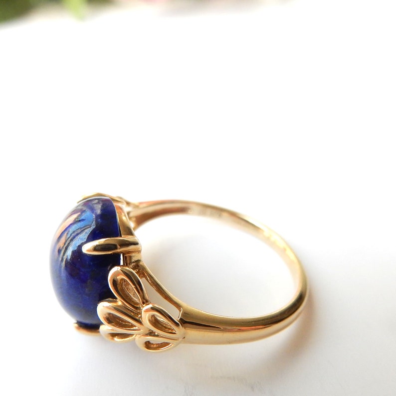 Vintage 9ct Gold Lapis Lazuli Ring US Size 7.5 UK Q