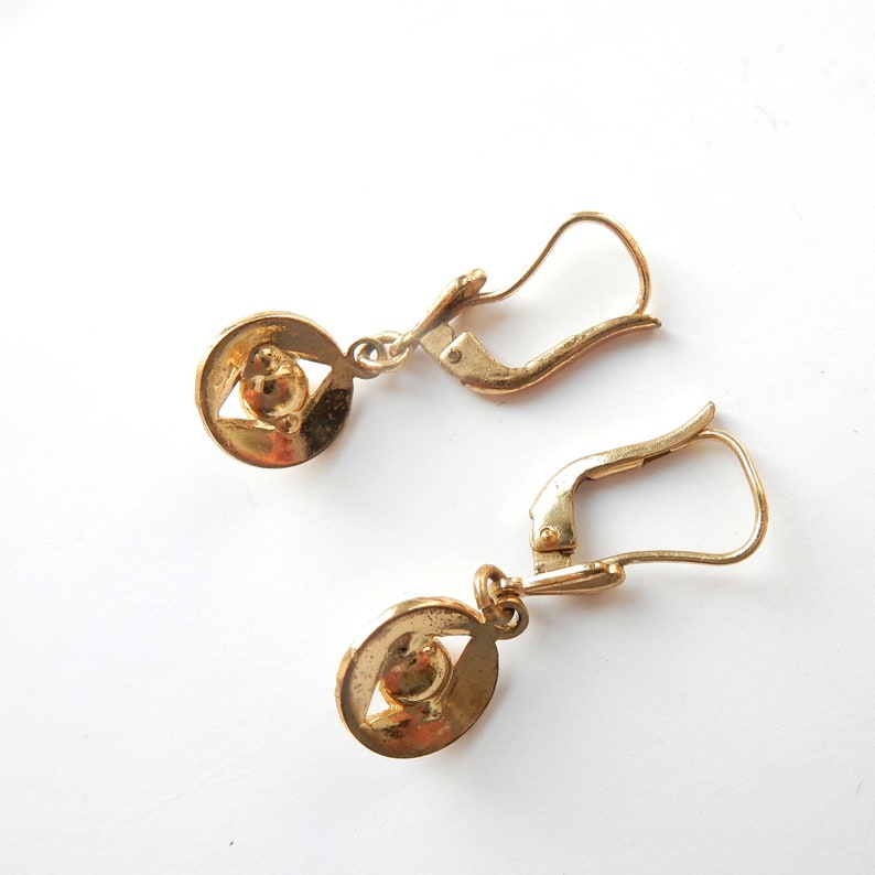 Vintage Rolled Gold Seed Pearl Drop Earrings